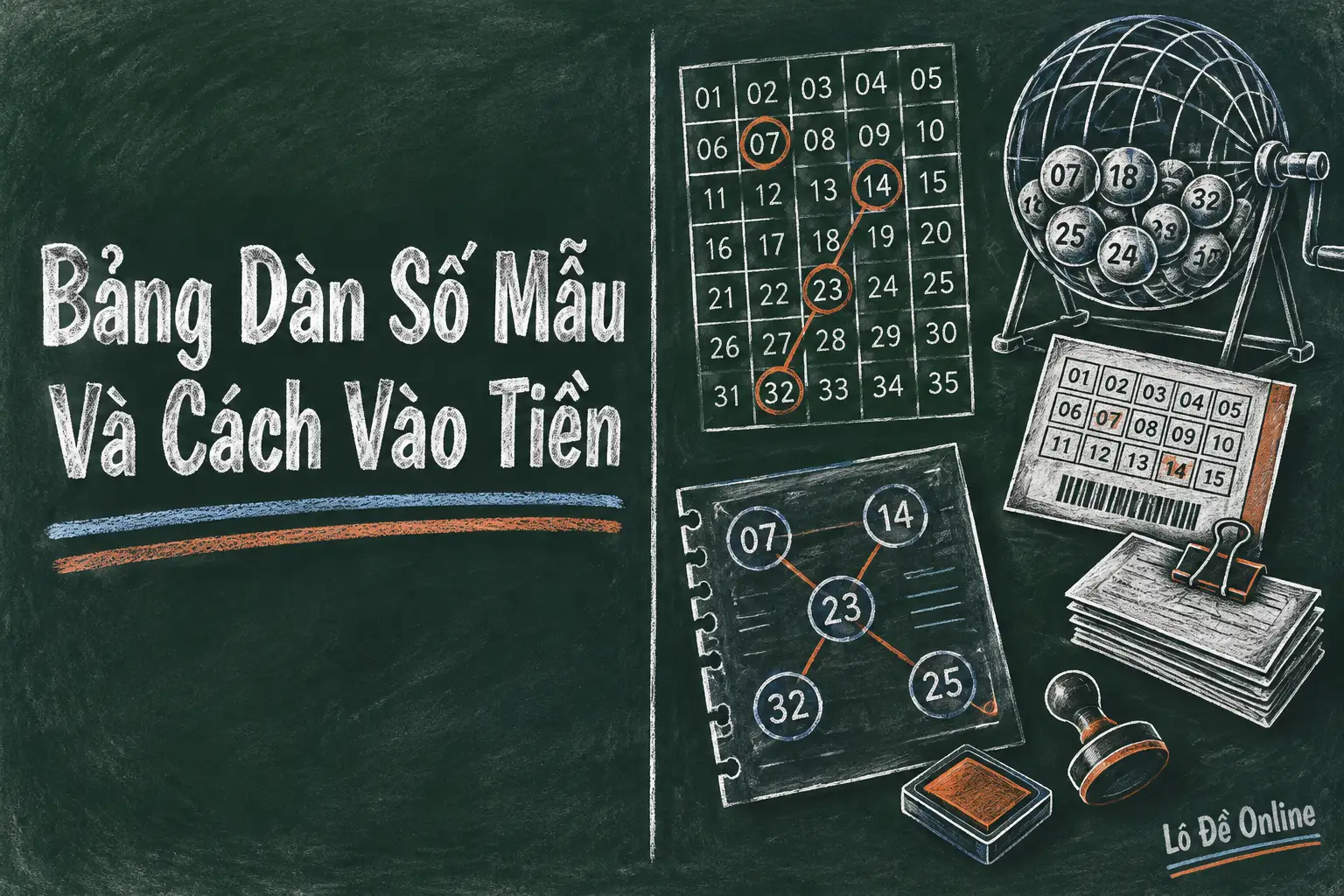 bạn dễ hình dung, hãy lấy một dàn mẫu chỉ mang tính minh họa - dàn đề 10 số