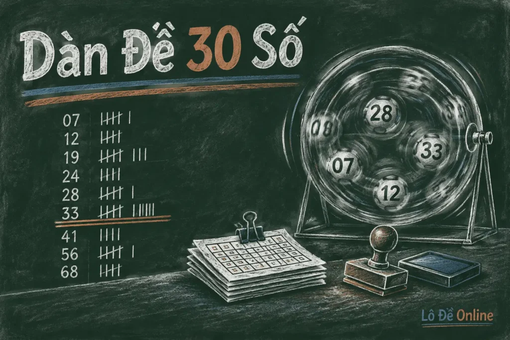 Dàn đề 30 số là tập hợp 30 con trong bảng 00–99