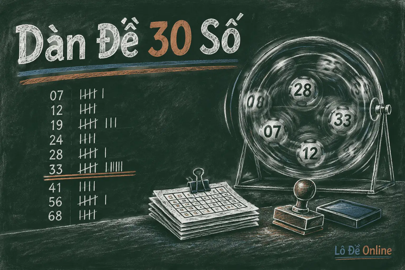 Dàn đề 30 số là tập hợp 30 con trong bảng 00–99