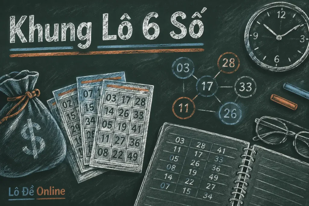 Khung lô 6 số là một dàn gồm sáu con số lô (hai chữ số cuối của các giải)